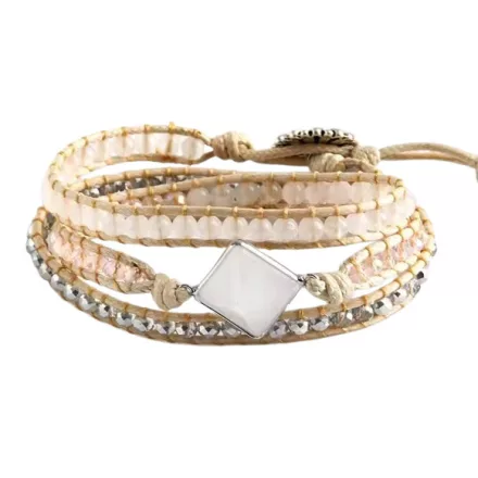 Rózsakvarc Ásvány Karkötő ~50cm (+10cm Állítási Lehetőség)