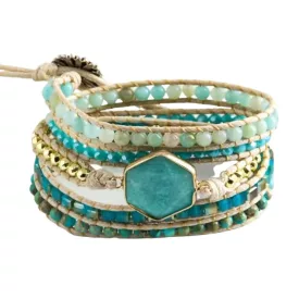   Türkiz Amazonit Ásvány Karkötő ~85cm (+10cm Állítási Lehetőség)