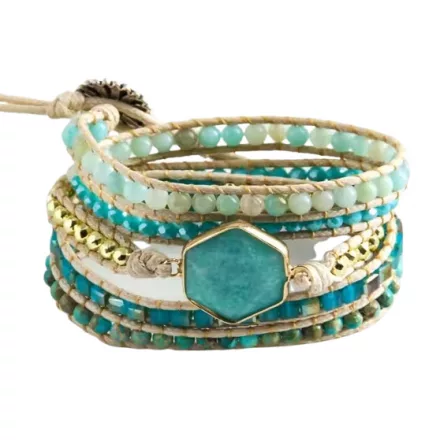 Türkiz Amazonit Ásvány Karkötő ~85cm (+10cm Állítási Lehetőség)