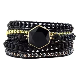   Fekete Achát Ásvány Karkötő ~85cm (+10cm Állítási Lehetőség)