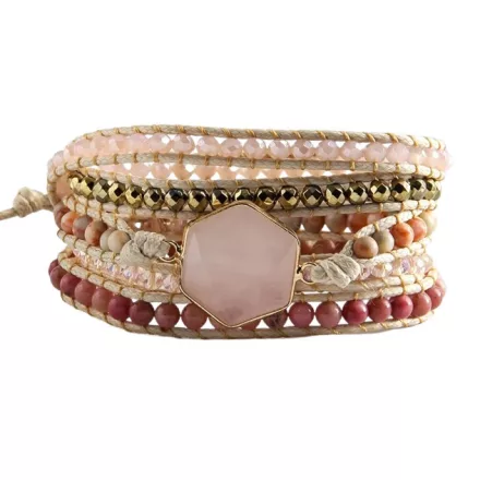 Rózsakvarc Ásvány Karkötő ~85cm (+10cm Állítási Lehetőség)