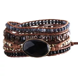   Fekete Achát Ásvány Karkötő ~85cm (+10cm Állítási Lehetőség)