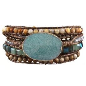   Türkiz Amazonit Ásvány Karkötő ~85cm (+10cm Állítási Lehetőség)