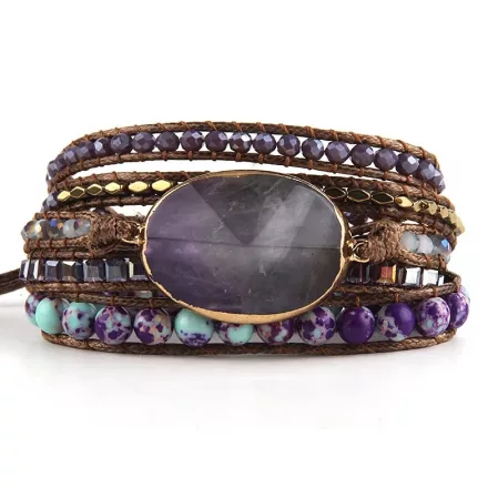 Ametiszt Ásvány Karkötő ~85cm (+10cm Állítási Lehetőség)