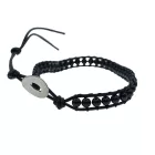 Fekete Ónix Achát Ásvány Karkötő ~19cm (+8cm Állítási Lehetőség)