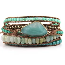   Türkiz Amazonit Ásvány Karkötő ~85cm (+10cm Állítási Lehetőség)