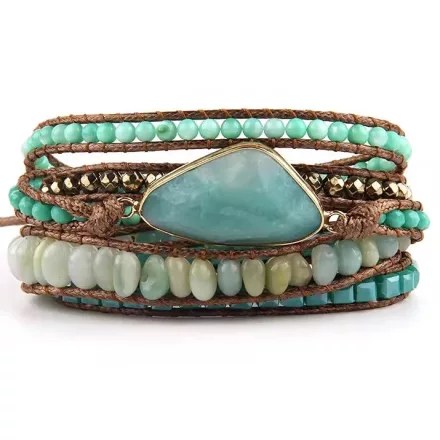 Türkiz Amazonit Ásvány Karkötő ~85cm (+10cm Állítási Lehetőség)