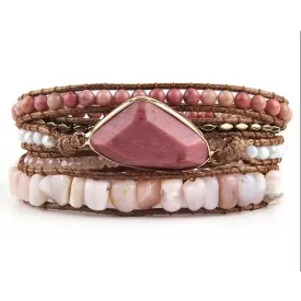   Rodonit Rodokrozit Ásvány Karkötő ~85cm (+10cm Állítási Lehetőség)