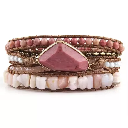 Rodonit Rodokrozit Ásvány Karkötő ~85cm (+10cm Állítási Lehetőség)