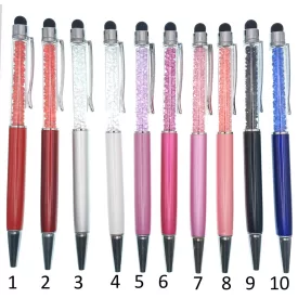   Fekete Színű (9) Ásványtörmelékkel Tölthető Golyóstoll Strassz Kövekkel