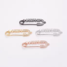   Rózsaarany Színű Cirkónia Strasszos Anya Mom Biztosítótű Medál 36x10mm