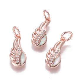   Rózsaarany Színű Cirkónia Strasszos Szivárványos Angyalszárny Medál 18,5x8mm