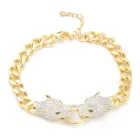 18K Aranyozott Cirkónia Leopárd Leopárdfej Karkötő 16-19cm