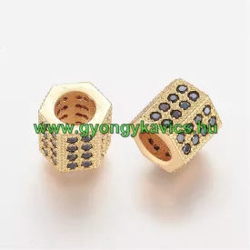   Arany Színű Fekete Cirkón Cirkónia Strasszos Nyaklánc Karkötő Ékszer Dísz Közdarab Köztes 7,5x8mm