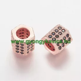   Rózsaarany Színű Fekete Cirkón Cirkónia Strasszos Nyaklánc Karkötő Ékszer Dísz Közdarab Köztes 7,5x8mm