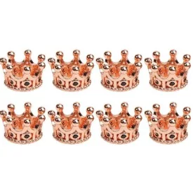   Rózsaarany Színű Korona Fekete Cirkónia Strasszos Charm Közdarab Köztes 7x10mm