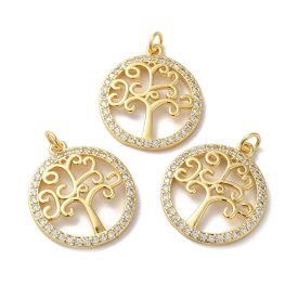 18K Aranyozott Cirkónia Strasszos Életfa Medál 25x22mm