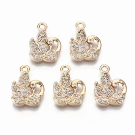 Arany Színű Cirkónia Strasszos Hattyú Medál 17x12mm