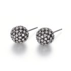Ezüst Színű Cirkónia Bedugós Áttört Gömb Fülbevaló Szilikon Dugóval 11,5mm