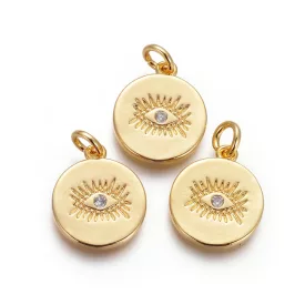   Arany Színű Nazar Ördög Hamsa Gonosz Szem Cirkónia Medál 15x13mm