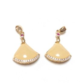   18K Aranyozott Cirkónia Strasszos Táncos Nő Balerína Kagyló Üveg Medál 21x17x6mm