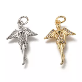   Ezüst Színű Cirkónia Strasszos Tündér Angyal Medál 22,5x15mm