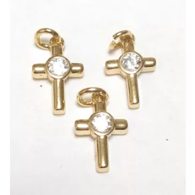 Arany Színű Cirkónia Strasszos Kereszt Medál 12,5x7,5mm