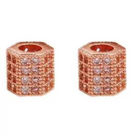   Rózsaarany Színű Cirkónia Strasszos Nyaklánc Karkötő Ékszer Dísz Közdarab Köztes 7,5x8mm