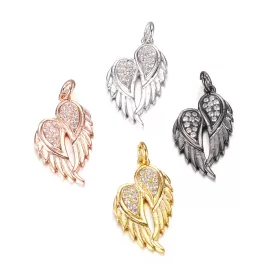   Ezüst Színű Cirkónia Strasszos Angyalszárny Medál 22x13mm