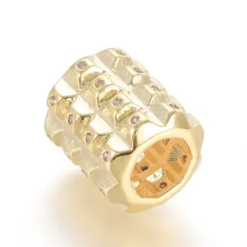   Arany Színű Fehér Cirkón Cirkónia Strasszos Charm Közdarab Köztes 10,5x9mm