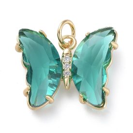   Arany Színű (13) Cirkónia Strasszos Zöld Üveg Szárnyú Lepke Pillangó Medál 15x19mm