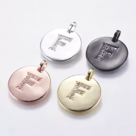 Ezüst Színű Cirkónia Strasszos F Betű ABC Medál 23mm