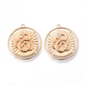 Arany Színű Cirkónia Strasszos Kígyó Medál 25x32mm
