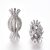 Ezüst Színű Fehér Cirkónia Strasszos Cukor Szaloncukor Közdarab Köztes Charm 30x15mm