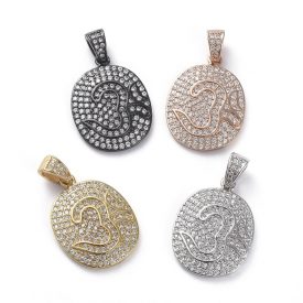 Fekete Színű Cirkónia Strassz Aum Ohm Om Medál 23x17mm