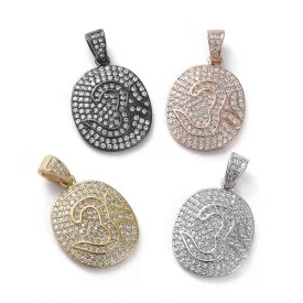   Rózsaarany Színű Cirkónia Strassz Aum Ohm Om Medál 23x17mm