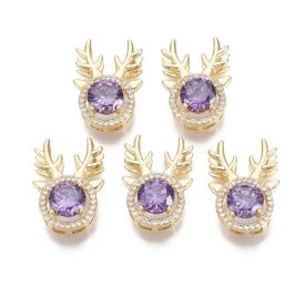   18K Aranyozott Cirkónia Strasszos Rénszarvas Köztes Medál 21x15x8mm