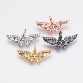   Fekete Színű Cirkónia Strasszos Spártai Sisak Szárny Nyaklánc Karkötő Ékszer Dísz Medál 9x21mm