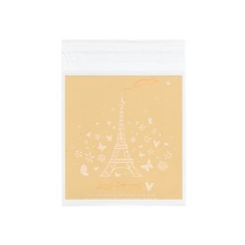   Barack Színű Eiffel Torony Párizs Franciaország (25) Átlátszó Ragasztócsíkos Celofán Tasak 13x10cm