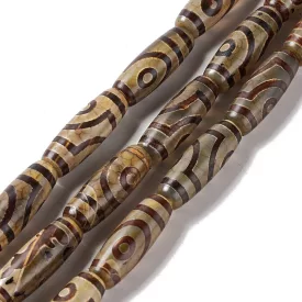   Barna Tibeti 2 Szemű Dzi Achát Henger (22) Ásványgyöngy 28,5-30x10mm