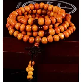   Barna Fagyöngy (25) Nyaklánc Mala 8mm 108 Szem Gyöngy ~74cm