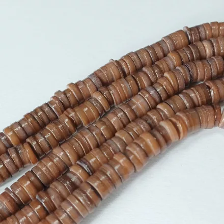 Barna Kagyló Korong Heishi Gyöngy 5-6x1-2mm