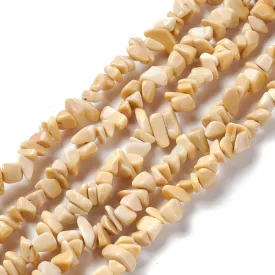  Bézs Jade Ásványtörmelék Splitter Gyöngyfüzér 5-20x3-9x1-8mm (~80cm)