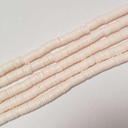 Bézs Polymer Korong Heishi Gyöngy Gyöngyfüzér 6x0,5-1mm ~45cm