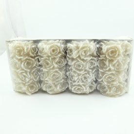 Bézs Virágmintás Csipke Henger Gyertya 6,5x12cm