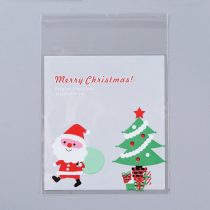   Boldog Karácsonyt Mikulás Télapó Karácsonyfa (27) Merry Christmas Karácsonyi Átlátszó Ragasztócsíkos Celofán Tasak 14x10cm
