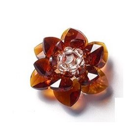   Borostyánbarna Színű Csiszolt Üveg Virág Asztaldísz 47x25mm