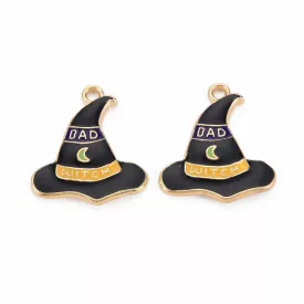 Arany Tűzzománc Boszorkány Kalap Halloween Medál 23x21mm