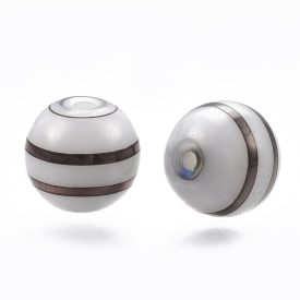   Bronz Csíkos Üveggyöngy Nyaklánc Karkötő Ékszer Dísz Közdarab Köztes 8mm