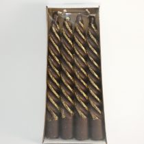 Bronz Csillámporos Csavart Gyertya 19x2,3cm